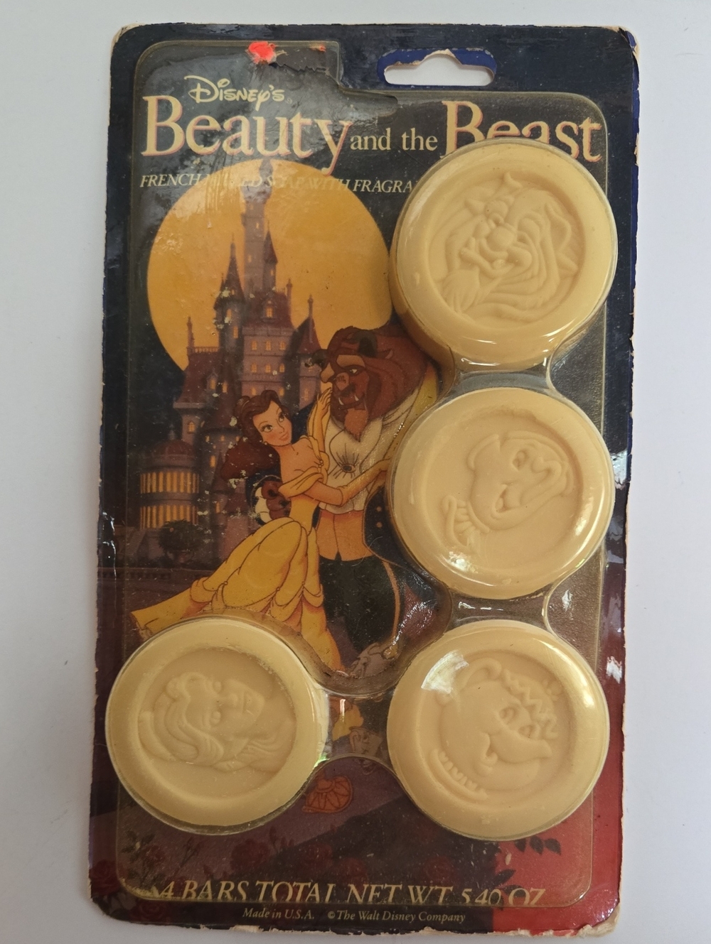 Vintage Walt Disney Beauty and the Beast Bar Soap 4x5.4oz. Made in USA